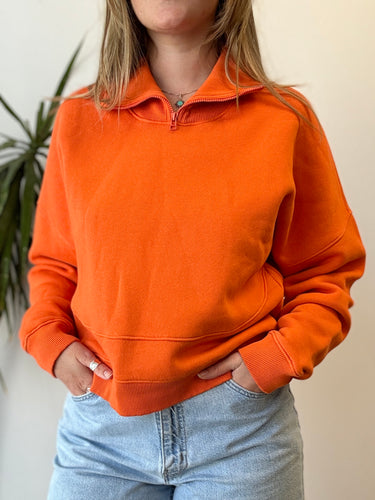 Outdoor Voices Bright Orange Crop Half Zip, Medium