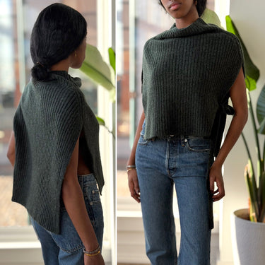 Mijeong Park Green Rib Knit Tie Vest, Medium