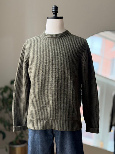 Taylor Stitch Green Merino Wool Knit Sweater, 42