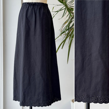 Djerf Avenue Black Eylet Trim Midi Skirt, XSmall