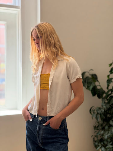 Jams World AS IS Ecru Button Up Top, XSmall