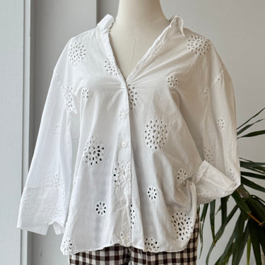 Zara Eyelet White Blouse, Large