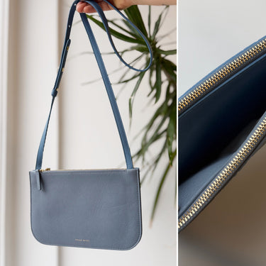 Mansur Gavriel Double Zip Blue Crossbody Bag