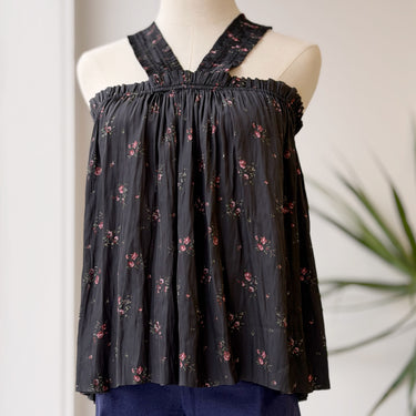 Ulla Johnson Margot Halter Neck Floral Blouse in Noir, 2