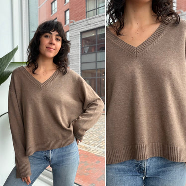 Jenni Kayne Merino Wool/Cotton Blend V Neck Sweater, XLarge