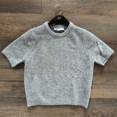 Zara Heather Grey Knit Top, Medium