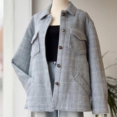 Reformation Giles Jacket in Blue Plaid, XLarge