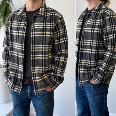 All Saints Black & White Plaid Jacket Mens, Large