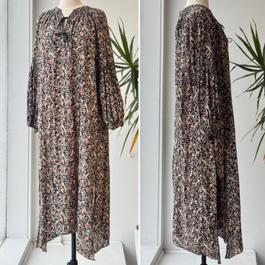 Doen Black Floral Tie Dress, Fits Large