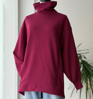Lululemon Magenta Thick Turtleneck Criss Cross Back Sweatshirt, 4