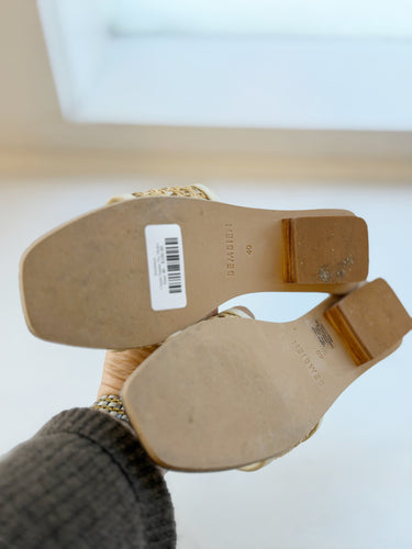 Bembien Cream Rattan Pia Slides, 40