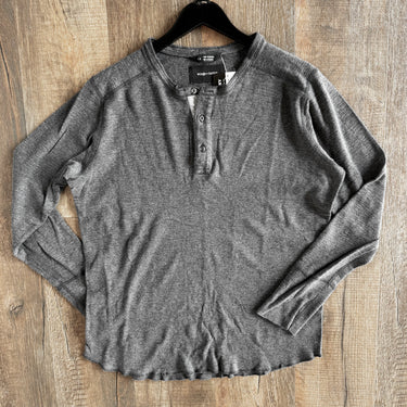 Wings + Horns Gray Henley Shirt, Men's Large