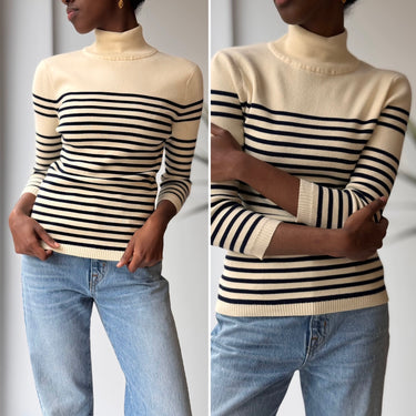 La Ligne Cream & Navy Striped Sweater, Small