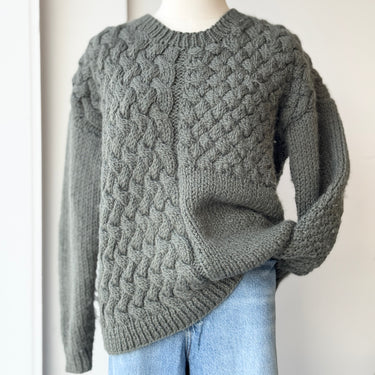 The Knotty Ones Heartbreaker Alpaca & Wool Sweater in Moss Green, S/M