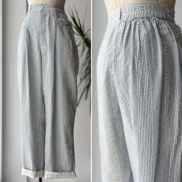 Free People Seersucker Pleated Pants, Large