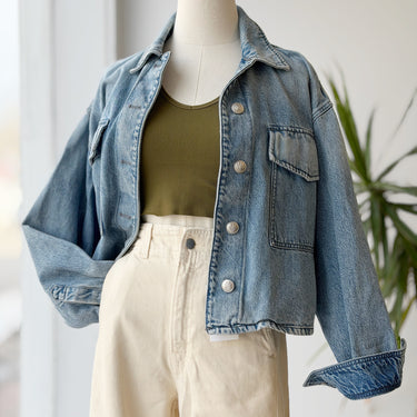 Rag & Bone Boxy Crop Denim Jacket, Medium