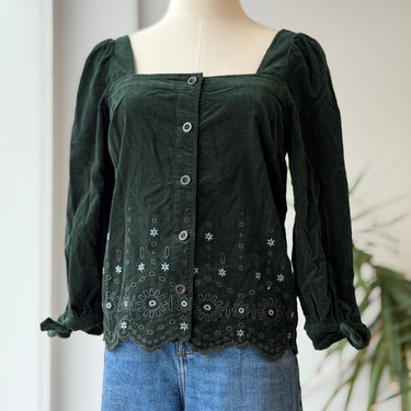 Madewell Embroidered Eyelet Corduroy Top, XSmall