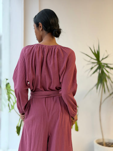 Apiece Apart Gauzy Plum Jumpsuit, 4