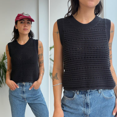 Closed Black Crochet Vest, XSmall