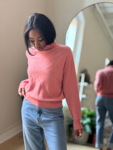 Demylee Pink Cashmere Turtleneck Sweater, XSmall