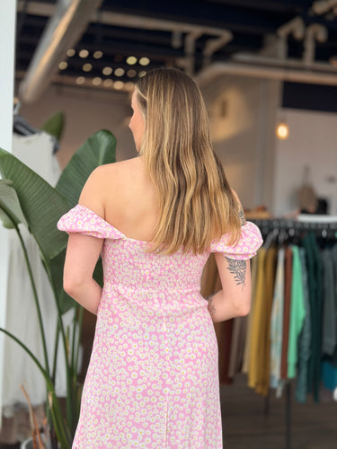 Faithfull the Brand Pink Daisy Midi Dress, US 4