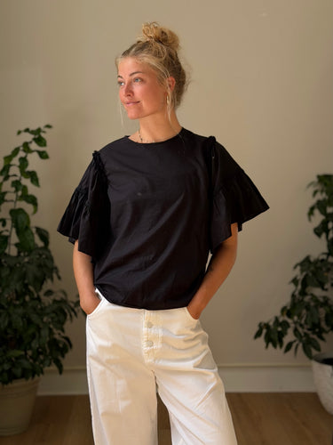 Closed Black Flouncy Sleeve Blouse, Small