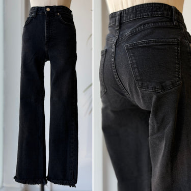 Zara Black Raw Hem Straight Leg Jeans, 4