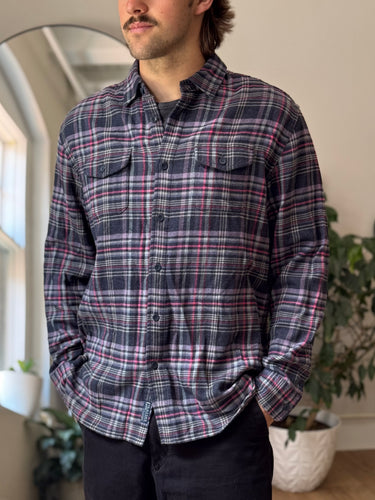 Grayers Pink & Grey Flannel Shirt, Men's Large