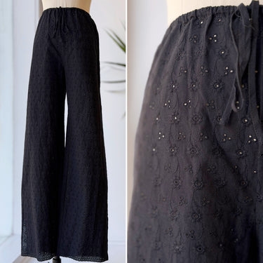 Frankies Bikinis NWT Daisy Eyelet Pants In Black, XLarge