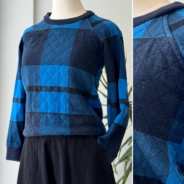 Ace & Jig Blue & Black Plaid Sweatshirt - some pilling, XSmall