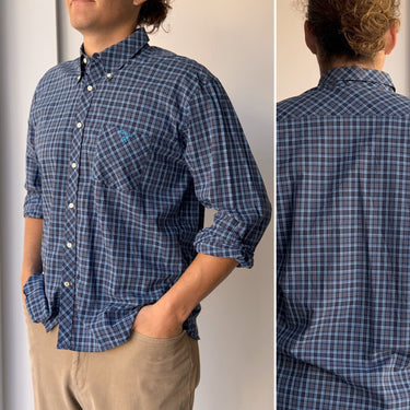 Barbour Blue Plaid Button Down, Large