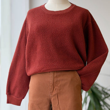 Everlane Burgundy Teddy Fleece Crewneck Sweatshirt - gently worn, Small