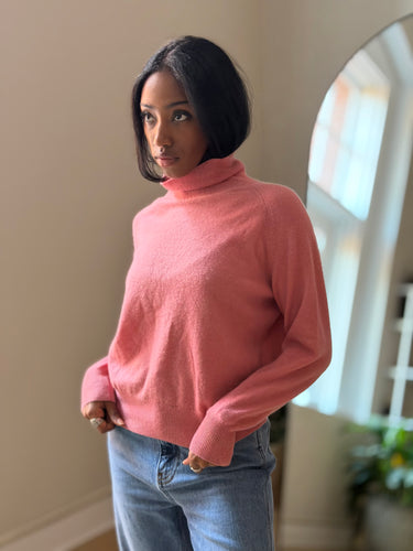 Demylee Pink Cashmere Turtleneck Sweater, XSmall