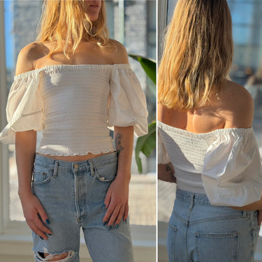 La Ligne Ivory Puff Sleeve Top, Medium