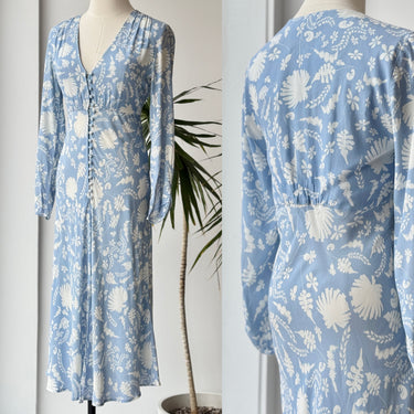 RIXO Katie Blue & White Floral Dress Retail $435, Small
