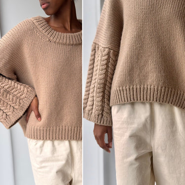 I Love Mr Mittens Braided Sleeve Crewneck Sweater, Small