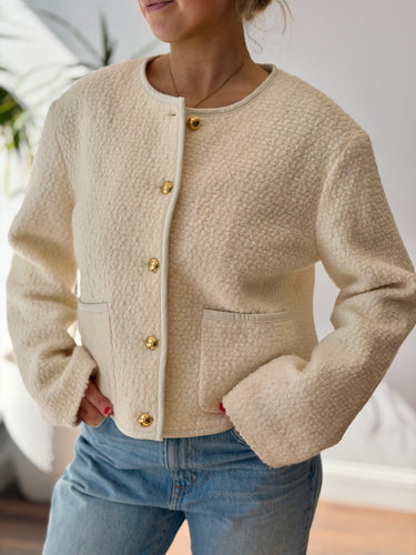 Reformation Dale Crop Jacket in Ivory, Large