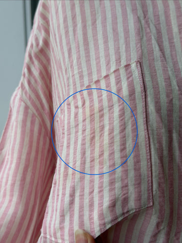 Caron Callahan Pink Stripe Linen Blend Button Up - as is, Large