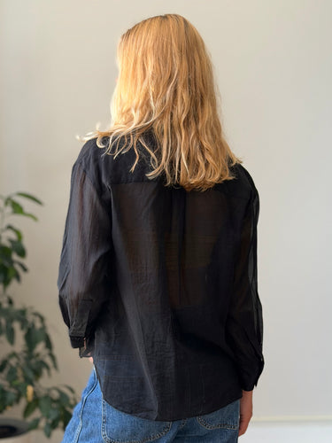 No. 6 Store Sheer Black Button Down Shirt, XSmall