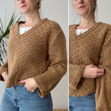 Ramy Brook Shimmer Gold V-Neck Wool Blend Sweater, XSmall