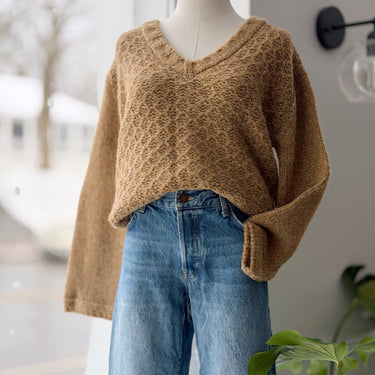 Ramy Brook Shimmer Gold V-Neck Wool Blend Sweater, XSmall