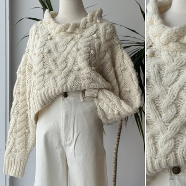Love Shack Fancy Galiona Cable Knit Sweater, Large