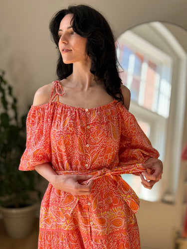 Cleobella NWT Peach Floral Dress, Medium