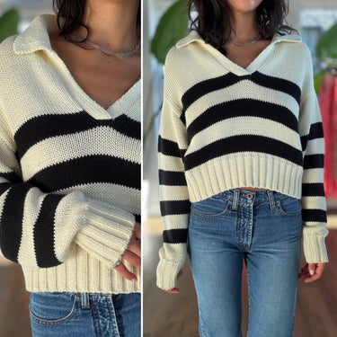 Ciao Lucia Venezia Black & Cream Polo Sweater - pilling, XSmall