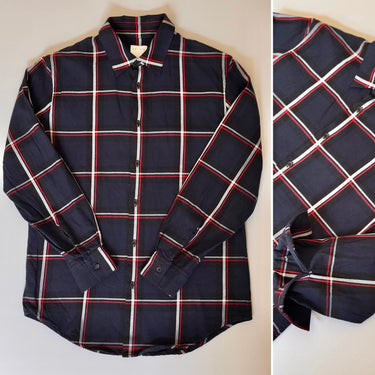 Sandro Paris Navy Plaid Button Down, Men's XSmall