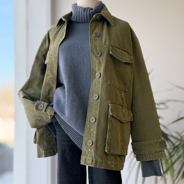 Zara Oversized Distressed Green Chore Jacket, XSmall