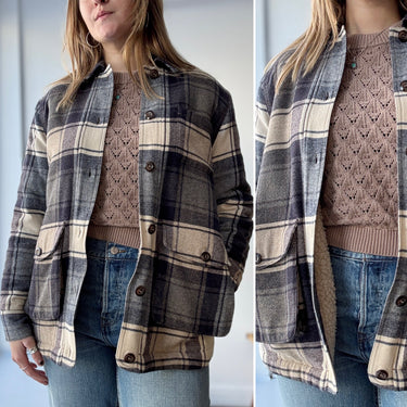 Jenni Kayne Farmhouse Shearling Lined Plaid Jacket, Small