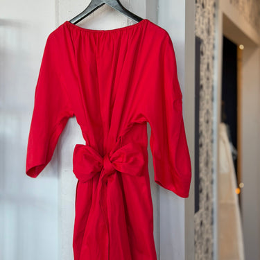 Mara Hoffman Red Puff Sleeve Wrap Dress, Small
