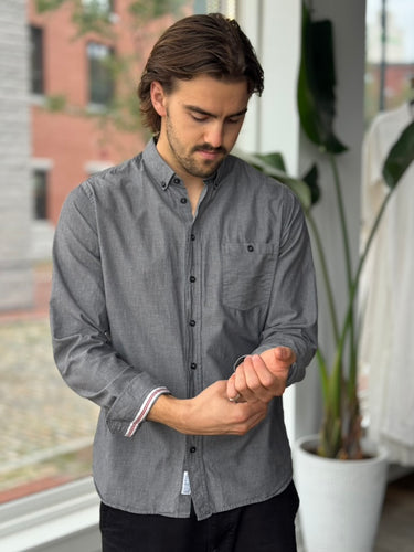 Norse Projects Grey Button Up Shirt, Men's Large