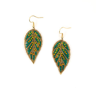 Beaded Leaves Earring